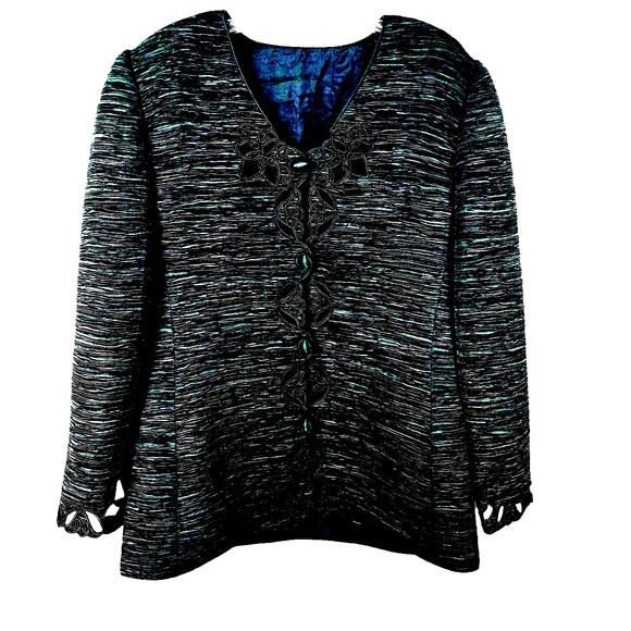 Vintage Mary Mcfadden 1980's Cut Out Button Front Blazer Evening Jacket - Picture 4 of 12